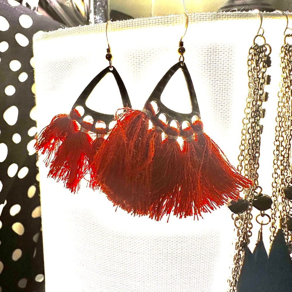 Elegant Red Tassel Earrings